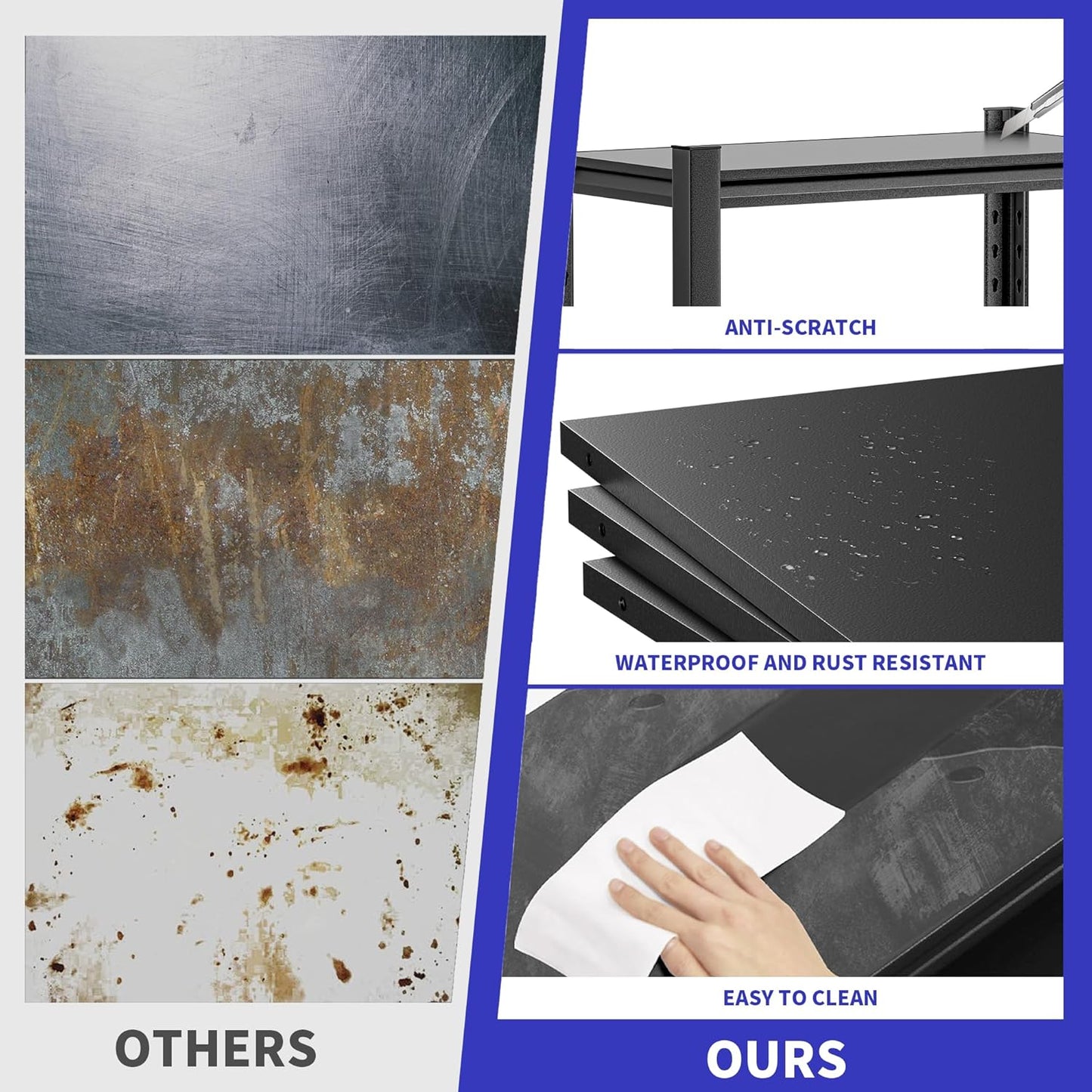 2 Sets Metal Garage Shelving Unit,78"H Heavy Duty 5-Tier Adjustable Storage Rack,16"D x 40"W x 78"H Steel Shelving,3000 lbs Industrial Shelves for Heavy Tools and Equipment,Ideal for Garage, Basement