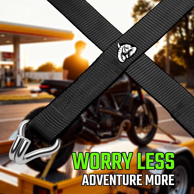 2" x20' Ratchet Straps with J Hooks - 10,000lb Break Strength/ 3,333lb Load Capacity Ratchet Tie Down Strap - Black Ratchet Straps Heavy Duty - Cargo Straps for Truck, Lawn Equipment, Car Roof-4 Pack