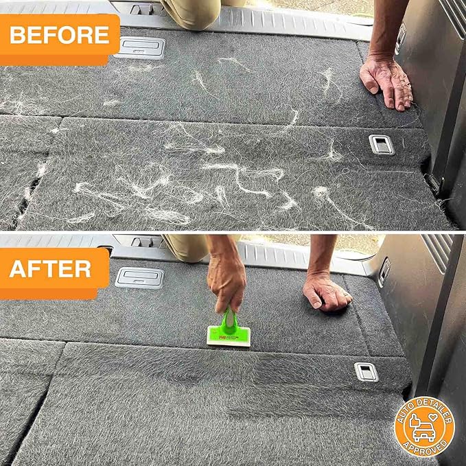 FurDozer Pet Hair Remover & Auto Detailing Tools - Cat & Dog Hair Remover for Carpets, Car Interiors, Couches, Bedding, & Pet Furniture (Green, (2 Pack) - X6)