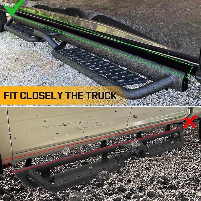 Running Boards Compatible with Vehicle 2007-2018 Jeep Wrangler JK 4 Door. Wrangler Side Steps and Wrangler Step Bars, 3-Steps Made with Carbon Steel.