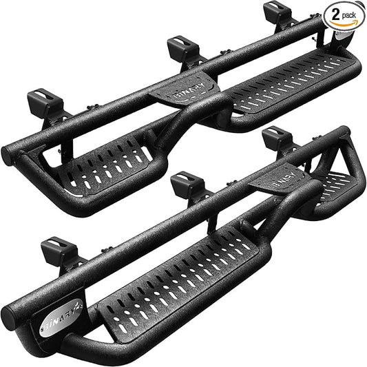 BINARY STAR Running Boards Compatible with Vehicle 2007-2018 Jeep Wrangler JK 4 Doors, 6 Inch Two-Stair Side Steps Nerf Bars, Wrangler Step Bars JKU Step Rails, Carbon Steel Running Boards & Steps.