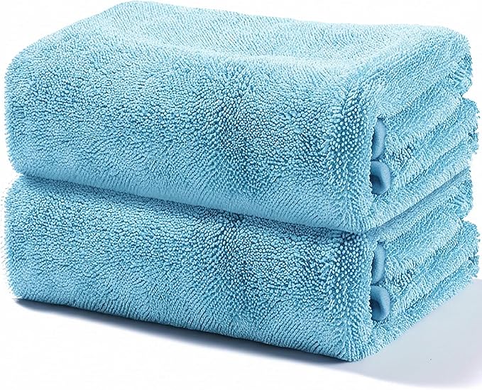 JOYMOOP Microfiber Towels for Cars, 2 Pack 63" x 29.5" Car Drying Towel, Blue Reusable Car Towel, Quick Drying Car Microfiber Cleaning Cloth for RVs, SUVs, Trucks