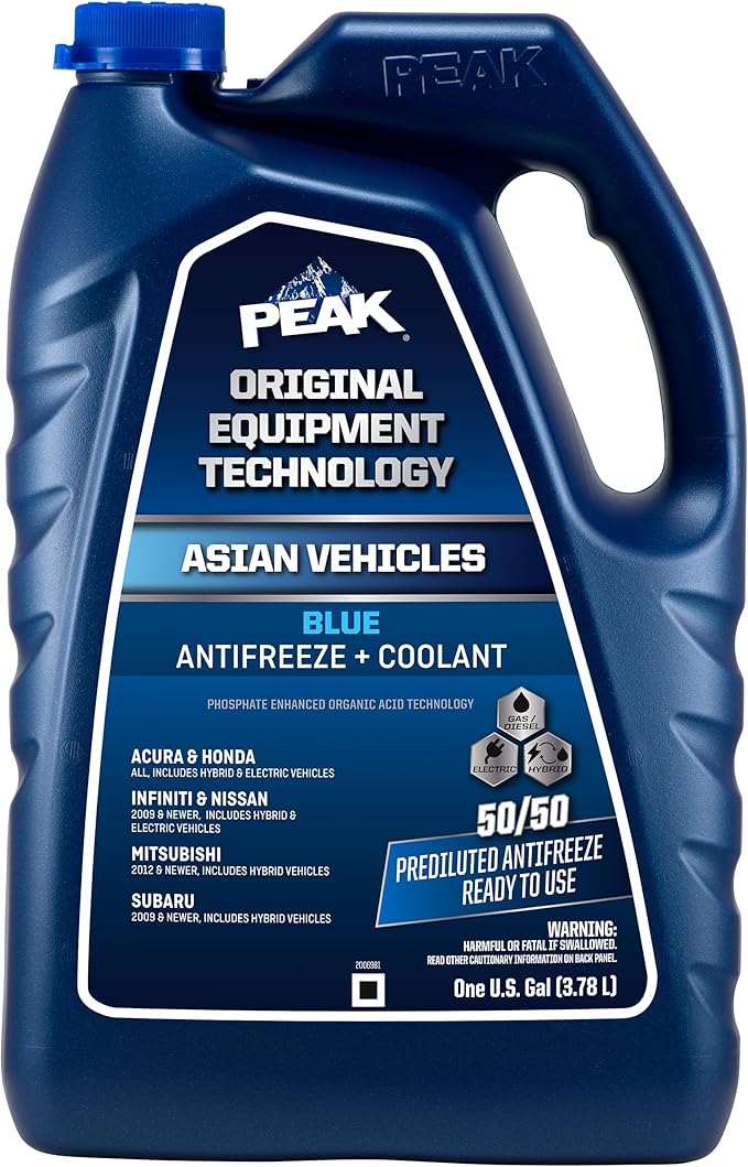 PEAK OET Extended Life Blue 50/50 Prediluted Antifreeze/Coolant for Asian Vehicles, 1 Gal.