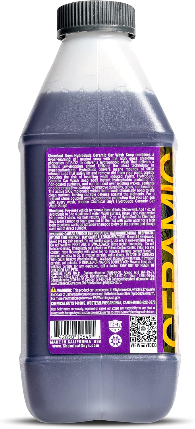 Chemical Guys CWS21264 HydroSuds Ceramic SiO2 Shine High Foaming Car Wash Soap (Works with Foam Cannons, Foam Guns or Bucket Washes) For Cars, Trucks, Motorcycles, RVs & More, 64 fl oz, Berry Scent