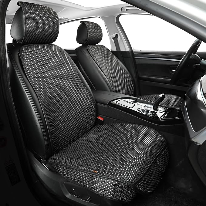 Auto Newer Car Seat Cover,Breathable Front Car Seat Cushion,Comfortable Car Seat Protector,Anti-Slip and Full Wrap Driver Car Seat Protector with Storage Pocket,Universal All Seasons(Black,2PCS)