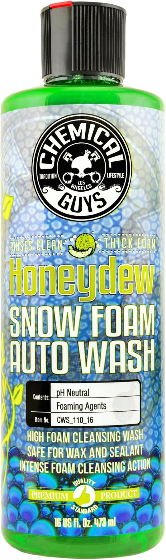 Chemical Guys CWS_110_16 Honeydew Snow Foam Car Wash Soap (Works with Foam Cannons, Foam Guns or Bucket Washes) Safe for Cars, Trucks, Motorcycles, RVs & More, 16 fl oz, Honeydew Scent