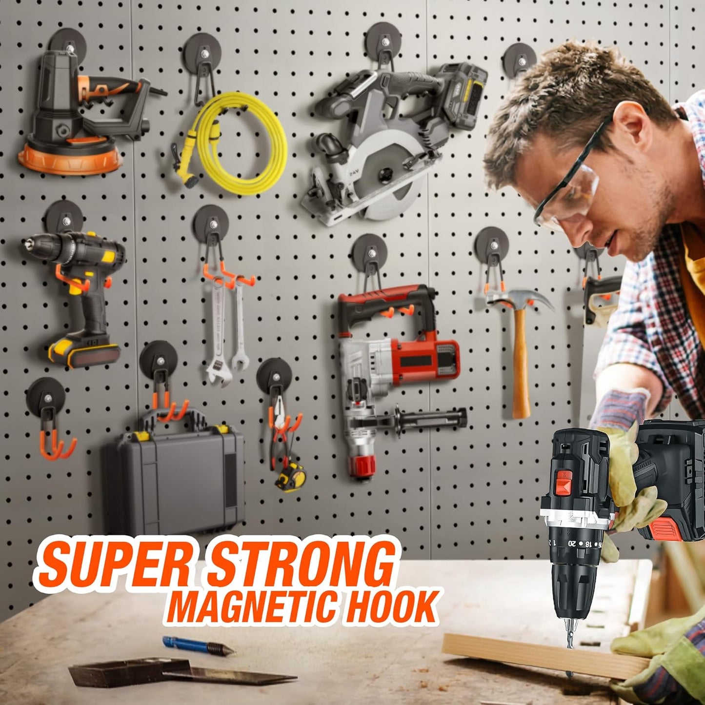 Large Strong Magnetic Hooks For Hanging Heavy Duty, 2PCS 3.5in Neodymium Magnet Storage Utility Hooks, Industrial Magnet Hook, Steel Long Magnetic Holder Hanger Organizer For Garage Garden Power Tools