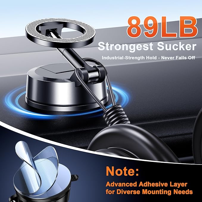 for MagSafe Car Mount Magnetic Dash Mounted Phone Holders for Car Phone Holder Mount 360°Rotatable & Foldable Windshield Dashboard Phone Mount Cell Phone Cradles Fit for iPhone 16 15 14 13 12 series