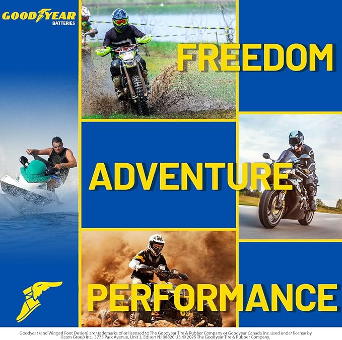 Goodyear GYB14L-A2-12 Volt 14 AH, 210 CCA, Rechargeable High-Performance, Maintenance Free, SLA - AGM Battery for Motorcycle, ATV, UTV, Scooter, Snowmobile, Motorbike and more!