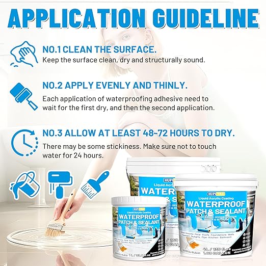 Waterproof Sealant, Liquid Transparent Waterproof Coating Repairing Anti-Leakage Agent, Invisible Water Proof Adhesive Indoor and Outdoor Water-Based Waterproofing Glue 4L