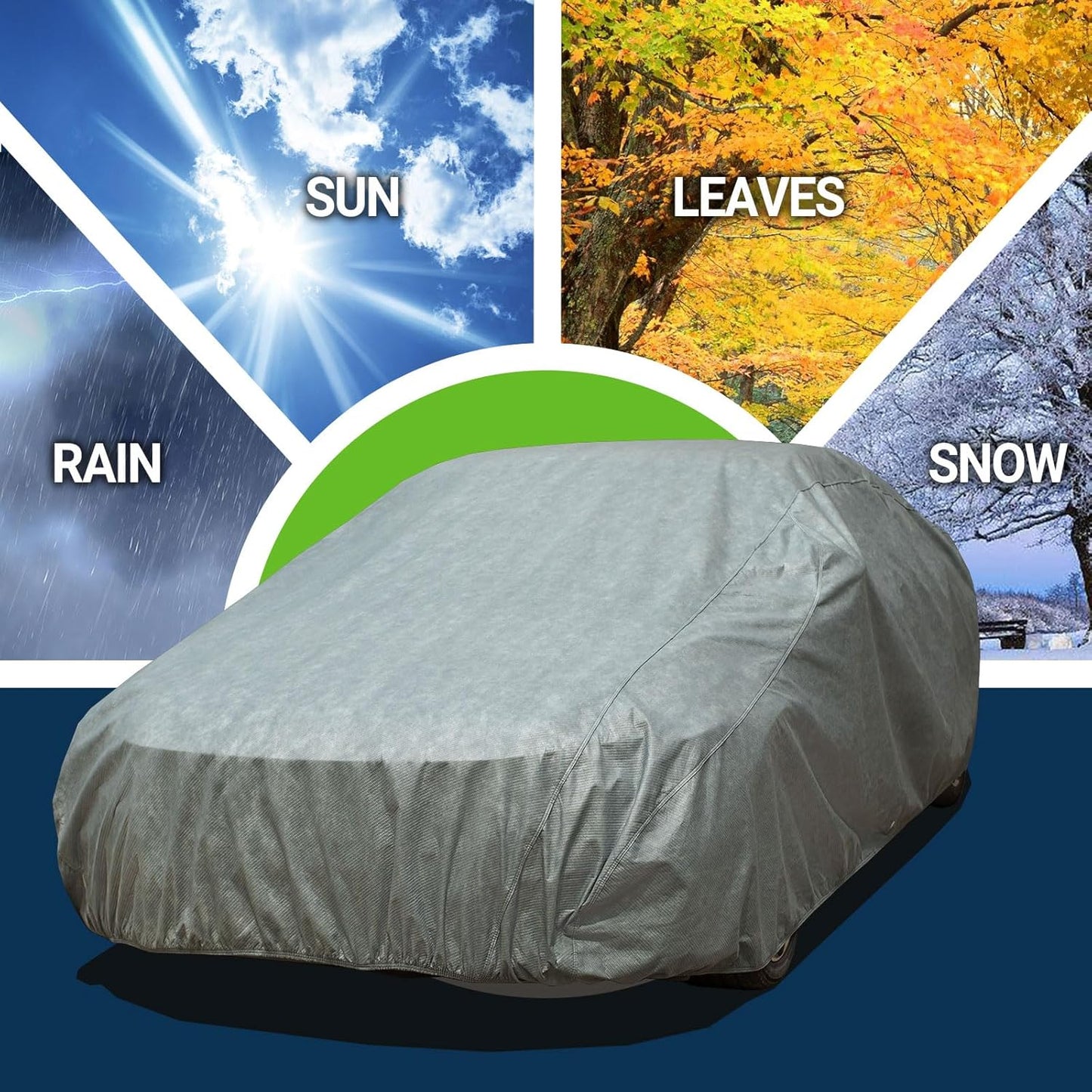 All Weather Waterproof Car Cover, 7-Layer Non-Woven Cotton Car Covers for Automobiles Car Snow Cover, Full Exterior Covers, Winter Rain Sun Sedan, Grey, Size Sedan C6 206”-228”