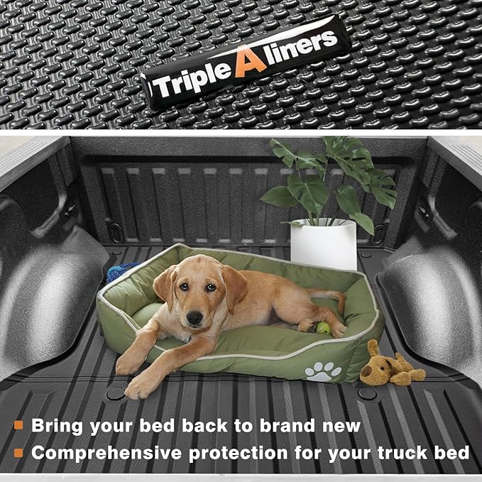 TripleAliners Truck Bed Mat Compatible with 2004-2014 Ford F150 Accessories 5.5FT Vehicle Perfectly Flush All Weather Protection TPE Heavy Duty Pickup Car Bed Cargo Mat