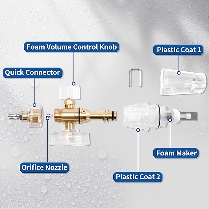 Tool Daily Pressure Washer Foam Cannon, Adjustable Snow Foam Lance with M22 and 1/4 Inch Quick Connect, Additional Orifice Nozzle 1.1mm, Car Wash Mitt, 1.5 Liter