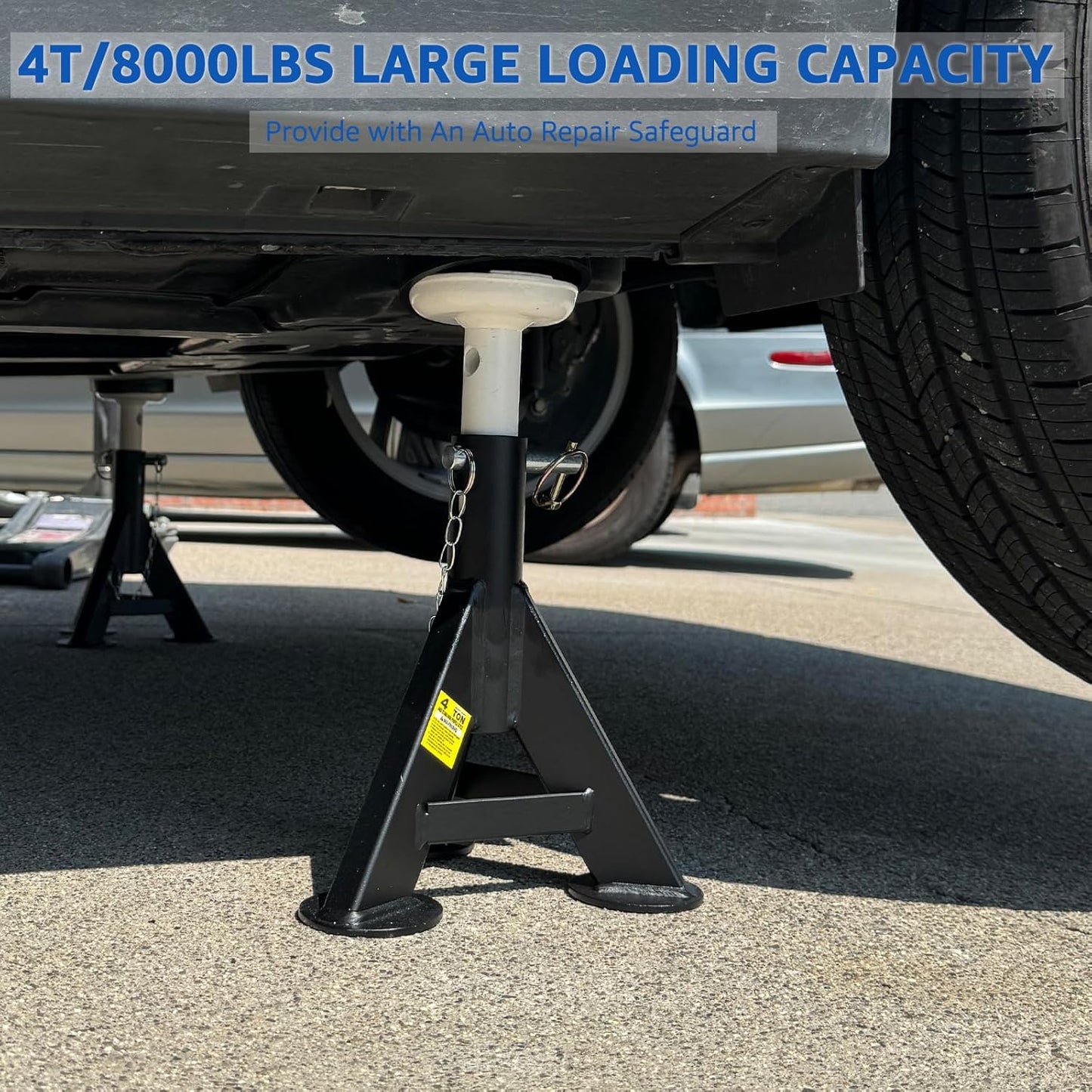 HKTE 4 Ton Heavy Duty Jack Stands, Low Profile, Security Locking Pins, 8,000 lbs Capacity, 2pack