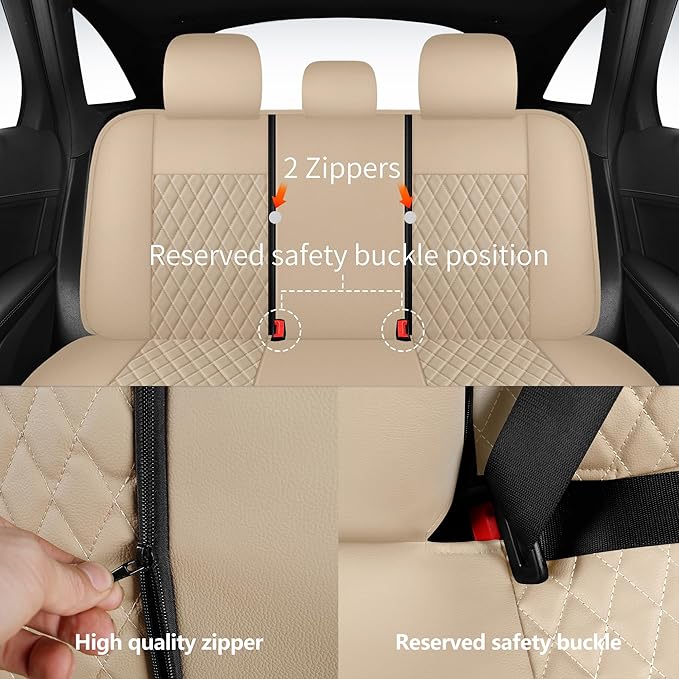 Seat Covers for Cars,Breathable and Waterproof Car Seat Covers,Premium Automotive Airbag Compatible Universal Fit for Cars Sedans SUVs Vans and Trucks(Full Seat,Beige,N1)