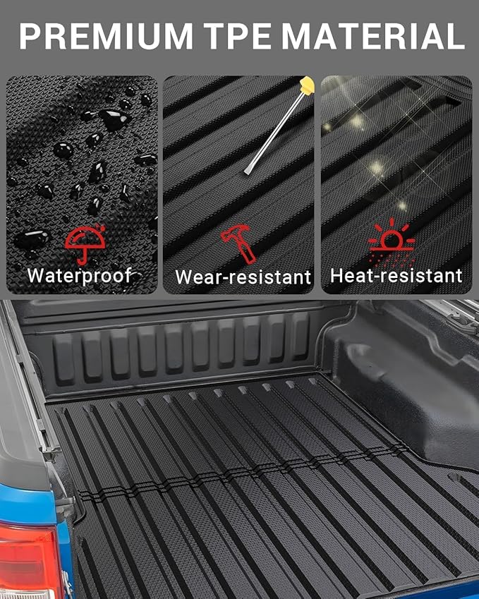 Ecarzo Truck Bed Mat Compatible with 2025 2024 2023 2022 Ford Maverick Accessories 4.5FT, All-Weather Protection TPE Cargo Liner with Heavy Duty Non-Slip Surface, Durable Pickup Car Bed Cargo Mat