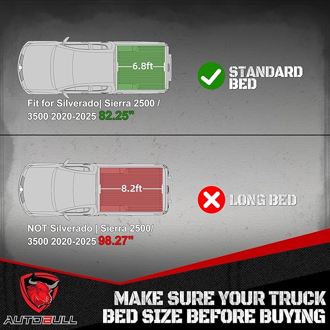 Truck Bed Mat Bed Liner Fit for 2020-2025 Chevrolet Silverado/GMC Sierra 2500HD 3500HD (Only Fit 6.8FT, 82.25" Bed), Not for 5th Wheel Package All Weather Protection TPE Pickup Car Bed Mat