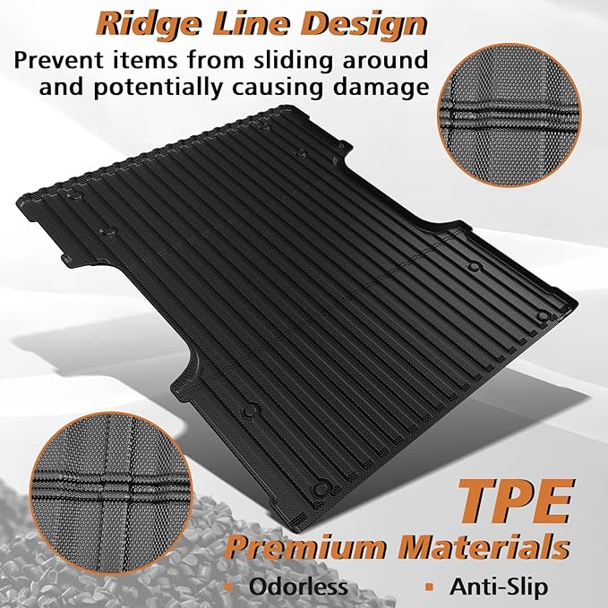 TripleAliners Truck Bed Mat Compatible with 2022 2023 2024 2025 2026 Toyota Tundra Accessories 6.5FT Vehicle Liner Perfectly Flush All Weather Protection TPE Heavy Duty Pickup Car Bed Cargo Mat