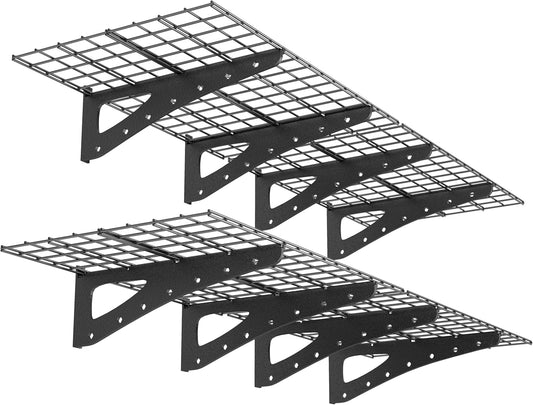 2-Pack Garage Wall Shelving, 2x6ft Walls Shelf Storage Rack, Sturdy Walls Shelves for 1200 LBS, Black, Heavy Duty Garage Shelving Wall Mounted for Storeroom, Kitchens and Basement, 70.86" x 23.6"