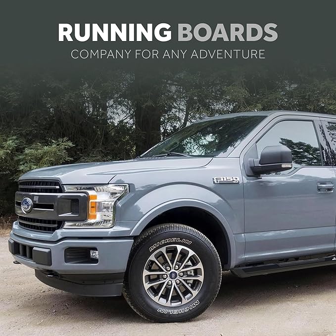 KEKO Running Board Compatible with F-150 - Super Cab 2015-2025 - Truck Side Steps, Nerf Bars for Trucks - Anti-Slip Stepping Plates, Easy Install, Truck Accessories - 6005 T6 Aluminum & Alloy Steel