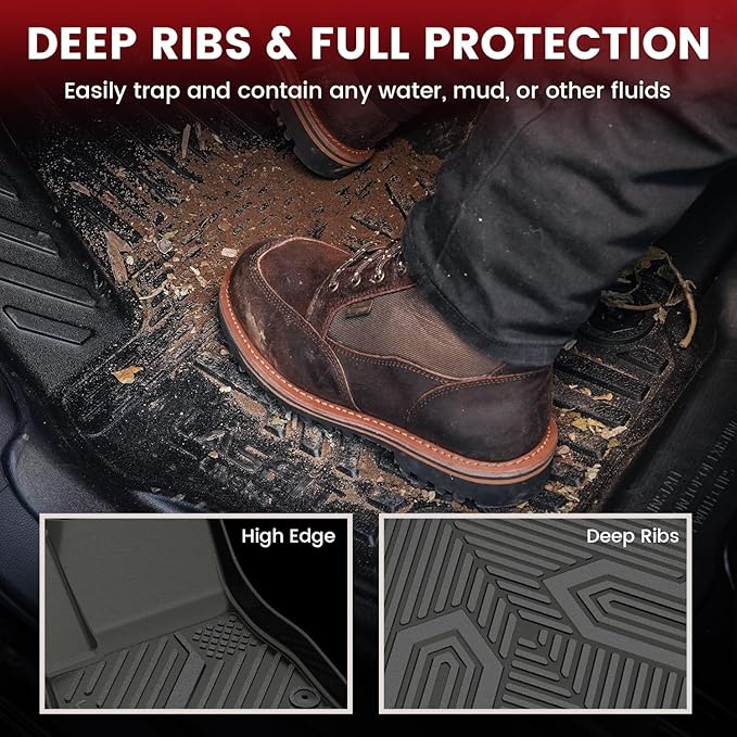 LASFIT Floor Mats & Cargo Liner for Chevrolet Malibu 2016-2025 Car Mats (Not Fit Hybrid), All Weather TPE Custom Fit Floor Mats for Cars, 1st and 2nd Row Car Floor Mats for Malibu Accessories Black