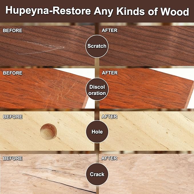 Wood Furniture Repair Kit, 21 Pcs Touch Up Wood Putty, Wood Fillers and Beeswax - Repair Cracks, Scratch, Hole, Discoloration for Wooden Floor, Door, Laminate, Table, Cabinet Surfaces