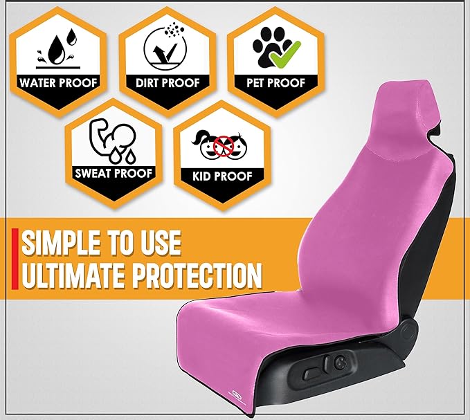 Gorla Gear Pink Premium Universal Fit Waterproof Stain Resistant Car Seat Cover Neoprene Non-Slip Bucket Seat Dog Sweat Proof Protector Save Your Leather Cloth Seats Automotive Van Truck SUV Sedan
