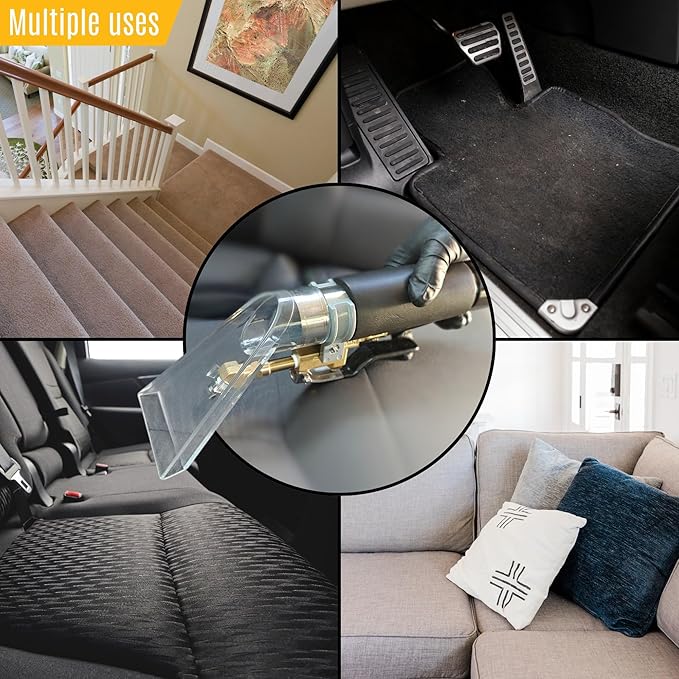 Hi Detail Shop Vac Extractor Kit with Wand and Hose, Adapter Converts Vacuum to carpet & upholstery Extractor for auto detailing & home (50 Ft Waterline, 15 Ft Vac Hose)