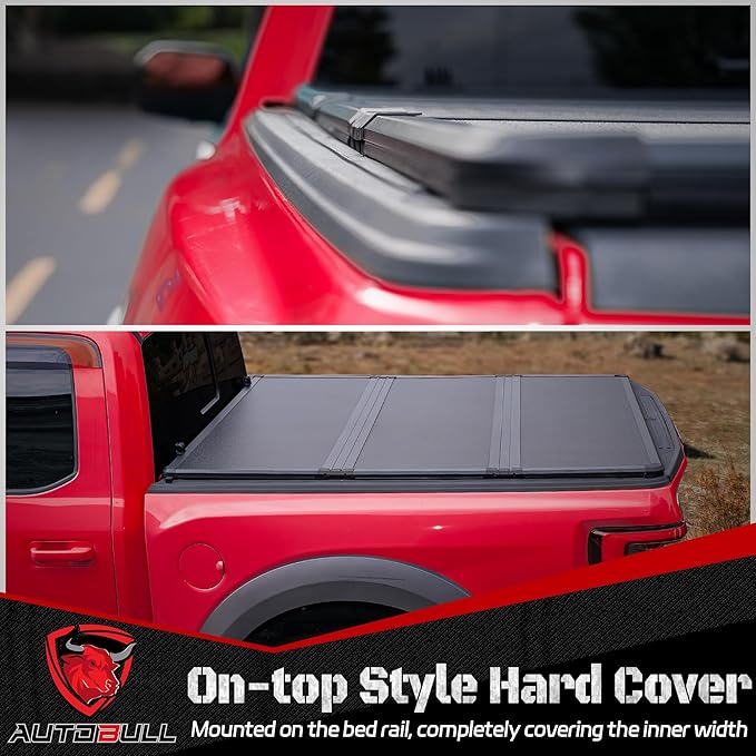 Hard Top Tri Fold tonneau Cover Compatible with 2022-2025 Toyota Tundra 6.5ft Bed, Alloy Steel and Fiberglass Made