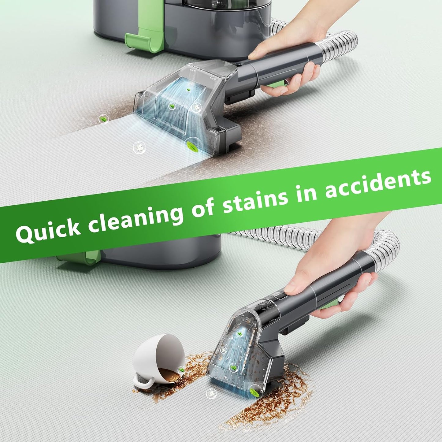 Carpet Cleaner Machine, 18Kpa Portable Carpet Spot and Upholstery Cleaner, 500W Powerful Suction Deep Couch Cleaner Machine with Handle for Pet Stains, Sofa, Car Seat, Furniture