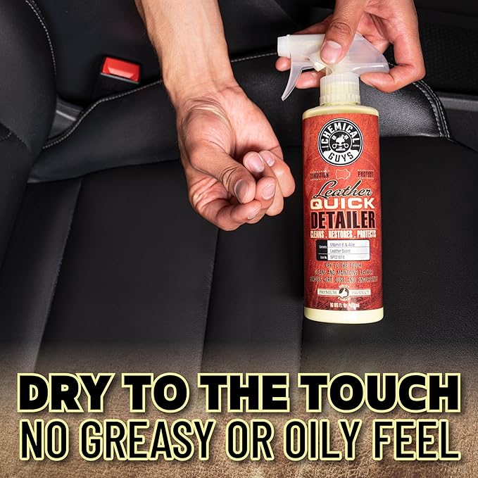 Chemical Guys Leather Quick Detailer for Car Interiors, Furniture, Apparel, Shoes, Sneakers, Boots, and More (Works on Natural, Synthetic, Pleather, Faux Leather and More), 32 fl oz