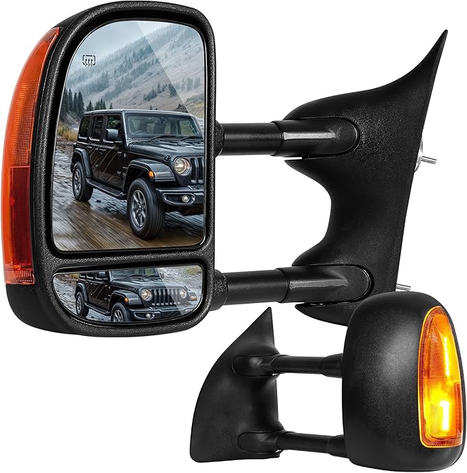 DWVO Towing Mirror Compatible with 1999-2007 F250 F350 F450 F550 Super Duty, 2001-2005 Excursion, Tow Mirror with Power Control Heated Manually Folding Telescoping Black