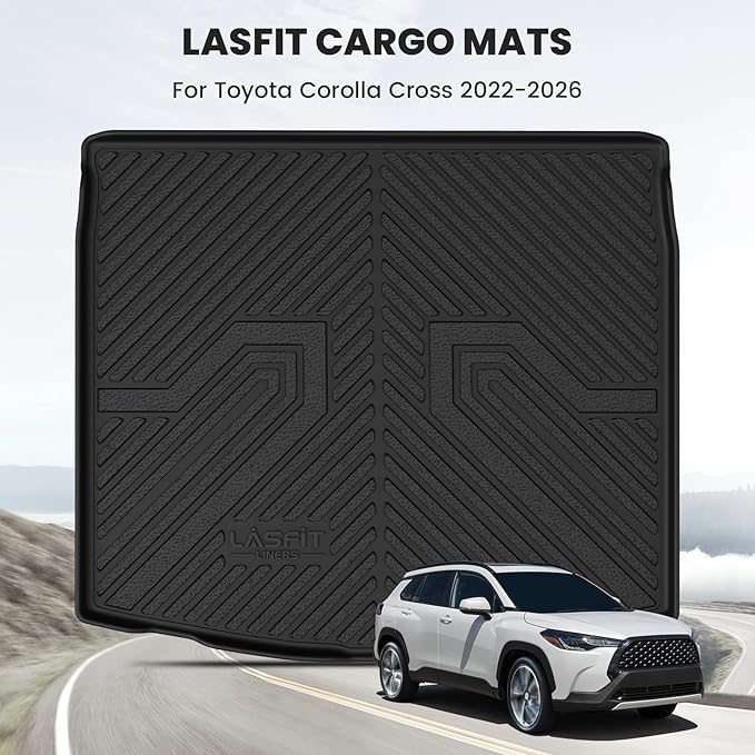 LASFIT Cargo Mat for Toyota Corolla Cross 2022-2026(Fit AWD Not Fit FWD), Custom Fit All-Weather TPE Rubber Trunk Mat for Toyota Accessories, Waterproof, Easy to Clean, Black