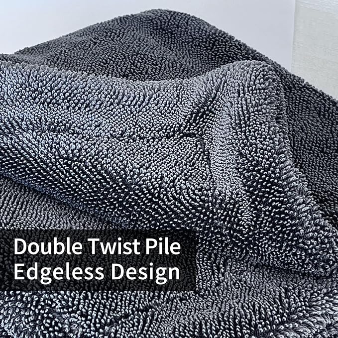 SHSCLY Microfiber Car Drying Towel Large Double Twist Pile 1200GSM Gray 35.5 x 24 Inches Pack of 1