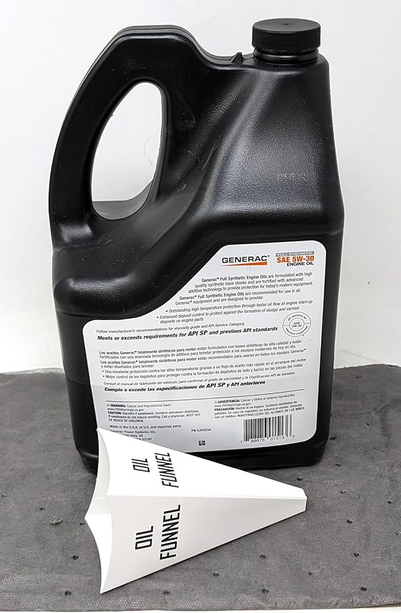 Generac 0J5323A Full Synthetic SAE 5W-30 Engine Oil 5-Quart Bottle