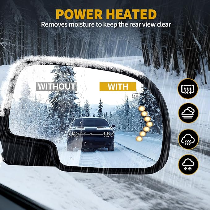 DWVO Side Towing Mirrors Compatible with 2003 2004 2005 2006 Chevy Silverado GMC Sierra Series Pickup, Power Heated, Manual Folding, Pair Set