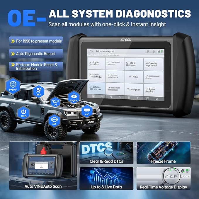 XTOOL IP819 V2.0 Bidirectional Scan Tool, 2025 Upgraded of D7 OBD2 Diagnostic Scanner with Active Test, PMI Function, 39+ Resets, ECU Coding, FCA AutoAuth, All Systems Scanner for Cars, 3-Year Update