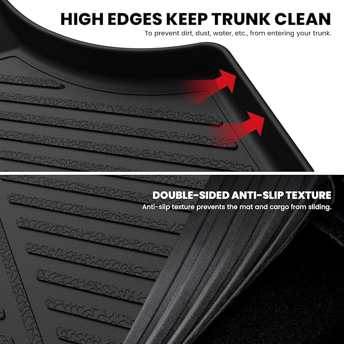 LASFIT Trunk Mat for Dodge Charger 2011-2023, for Chrysler 300 2011-2023, Fit Without Subwoofer, All Weather TPE Custom Fit Car Mats Cargo Liner Cargo Mat, Black