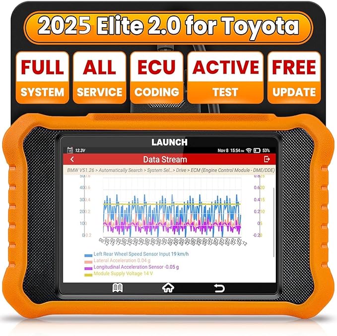 2025 LAUNCH Creader Elite V2.0 fit for Toyota Lexus Bi-Directional Scan Tool, Full System OBD2 Scanner, All Reset Service Code Reader, AUTOVIN, ECU Coding, Battery Registration, Lifetime Free Update