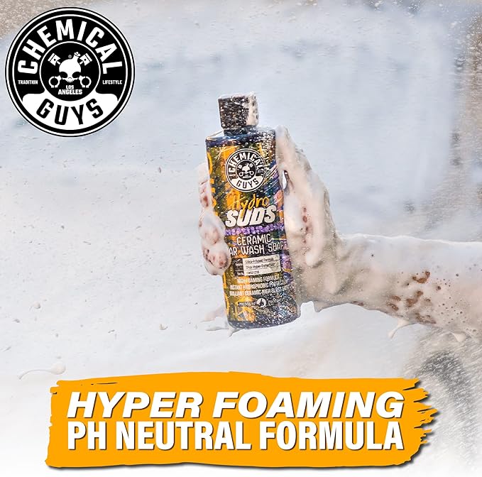 Chemical Guys CWS21264 HydroSuds Ceramic SiO2 Shine High Foaming Car Wash Soap (Works with Foam Cannons, Foam Guns or Bucket Washes) For Cars, Trucks, Motorcycles, RVs & More, 64 fl oz, Berry Scent