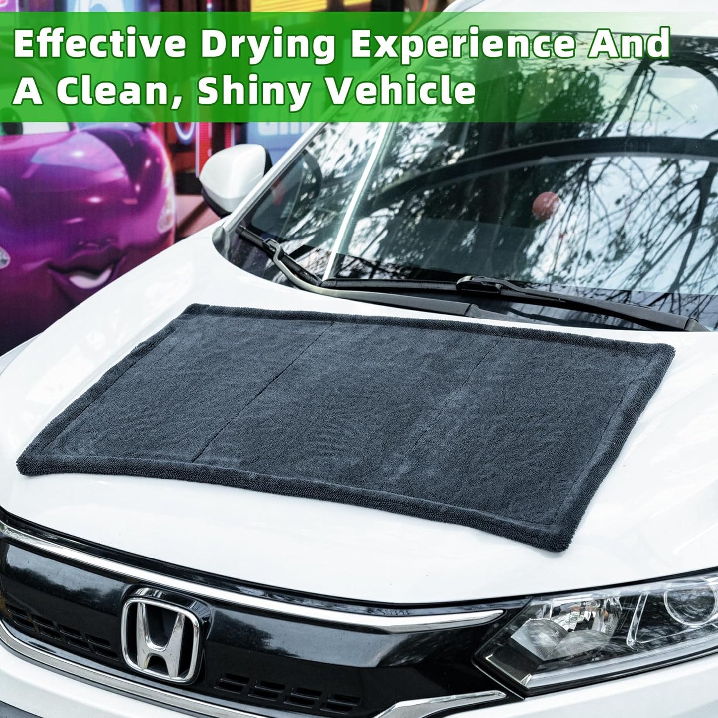 CADONO Huge Microfiber Car Drying Towel, Ultra Absorbent Microfiber Cleaning Cloth for Cars, No Streaks, Scratches, or Water Spots (36"x 24", 1300GSM)