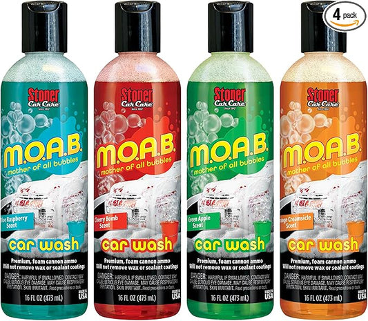 Stoner Car Care 91606 M.O.A.B. High Foaming Car Wash Soap Variety Pack – pH-Neutral, Ultra Concentrated, Safe for Wax & Sealants, Works with Foam Cannon or Bucket – 16 fl oz (Pack of 4)