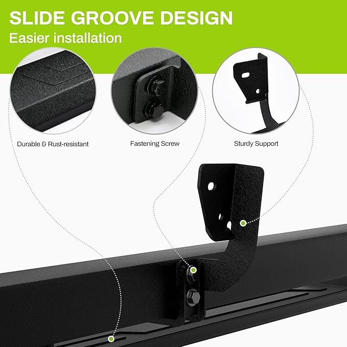 Running Boards Compatible with 2009-2018 Dodge Ram 1500 Crew Cab, 2019-2024 1500 Classic, 2010-2025 2500/3500, Drop Side Steps Carbon Steel Nerf Bars (Excl. New Body Style)