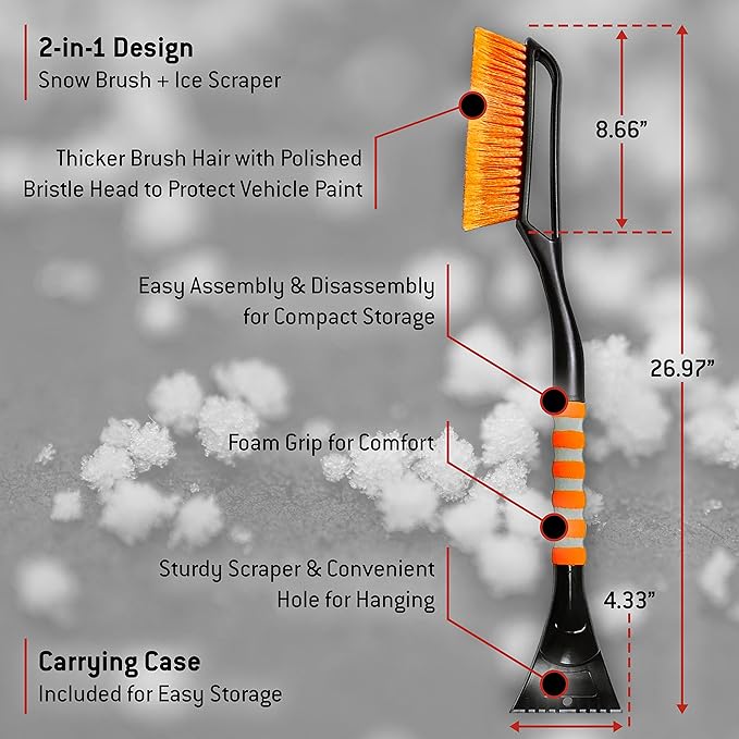 TRICO White 22 Inch & 18 Inch Pack of 2 Extreme Weather Winter Automotive Replacement Windshield Wiper Blades Plus Snow Brush and Detachable Ice Scraper for My Car (35-2218IS)