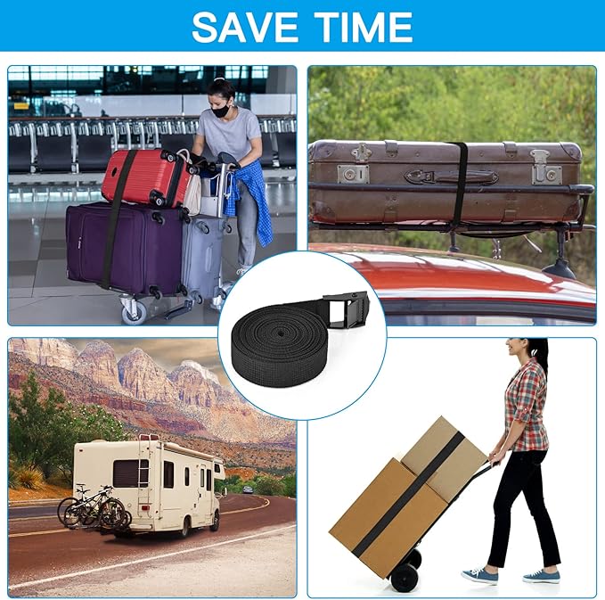 Tie Down Straps 6 Pcs Lashing Strap 1.65' x 1" Cam Buckle Cinch Ratchet Straps for Cargo, Trucks, Luggage, Trailer, Motorcycle (Black)