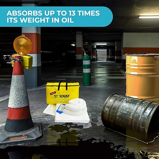 Stardust Spill Products Oil-Only Spill Kit – OSHA Compliant Solution for Vehicles, Industrial, & Restaurant Use, Emergency Response Oil Cleanup, 12-Pack