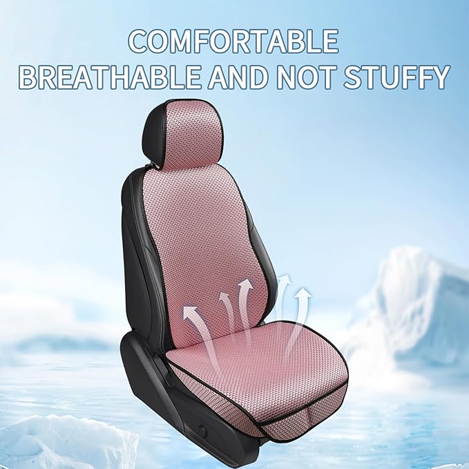 Auto Newer Car Seat Cover,Breathable Front Car Seat Cushion,Comfortable Car Seat Protector,Anti-Slip and Full Wrap Driver Car Seat Protector with Storage Pocket,Universal All Seasons(Pink,2PCS)