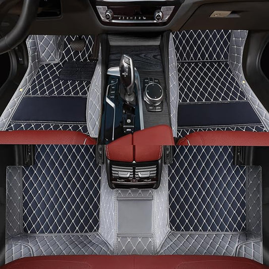 Custom car Floor mats Suitable for 99% car Truck SUV,car mats All Weather Personalized,Full Coverage Luxury Car Mats, Anti-Slip Leather Floor mats. (Gray and Black)