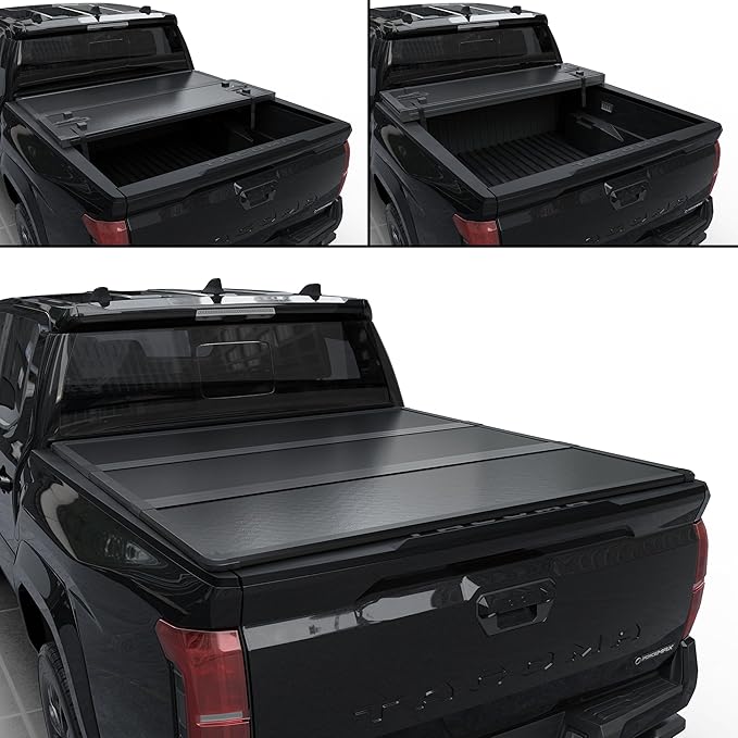 Hard Tri-Fold Truck Bed Tonneau Cover Compatible with 2016-2026 Toyota Tacoma w/OE Track System 6.2ft Bed (73.7")