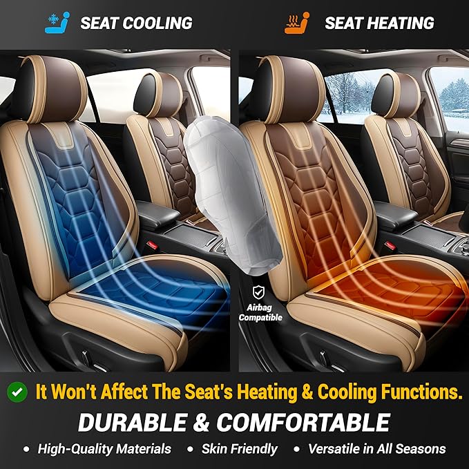 OASIS AUTO Car Seat Covers Full Set, Waterproof Faux Leather Seat Covers for Cars Universal Fit for SUV, Truck, Sedan, Black Premium Car Seat Protector with Front & Back Cushions